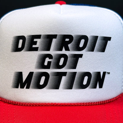 DETROIT GOT MOTION™ – TRUCKER HAT (Red, White & Blue)