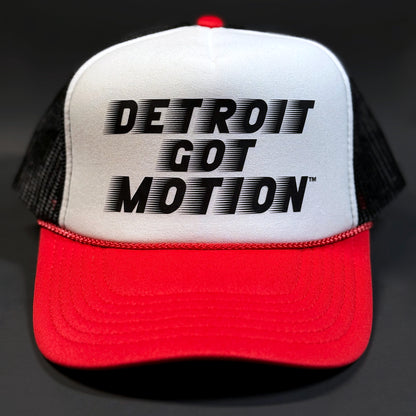 DETROIT GOT MOTION™ – TRUCKER HAT (Red, White & Black)
