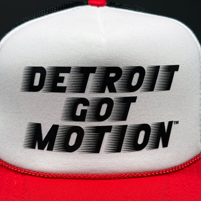 DETROIT GOT MOTION™ – TRUCKER HAT (Red, White & Black)